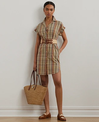 Lauren Ralph Lauren Women's Belted Cotton Madras Shirtdress