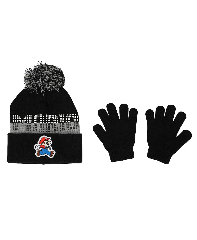 Super Mario Boys Bros Mario Youth Beanie & Glove Set