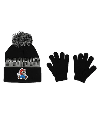 Super Mario Boys Bros Mario Youth Beanie & Glove Set