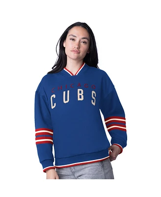 Starter Women's Royal Chicago Cubs Wild Card Oversized Pullover Sweatshirt