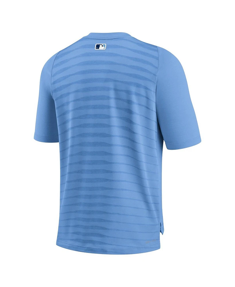 Nike Men's Light Blue Tampa Bay Rays Authentic Collection Pregame Raglan Performance V-Neck T-Shirt