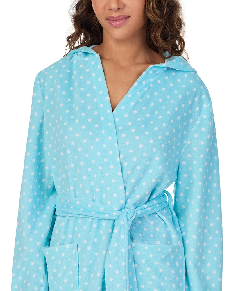 Cuddl Dud Women's Short Long-Sleeve Hooded Wrap Robe