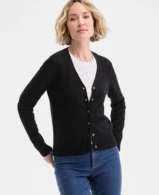 Charter Club Women's V-Neck Button-Front Linen-Blend Cardigan, Exclusively at Macy's