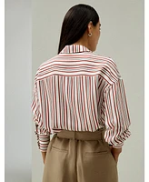 Lilysilk Women's Oversized Striped Silk-Twill Shirt