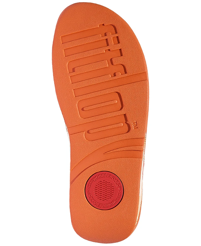 FitFlop Women's Lulu Flowerz Leather Toe-Post Wedge Sandals