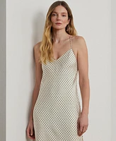 Lauren Ralph Lauren Women's Polka-Dot Satin Charmeuse Slip Dress
