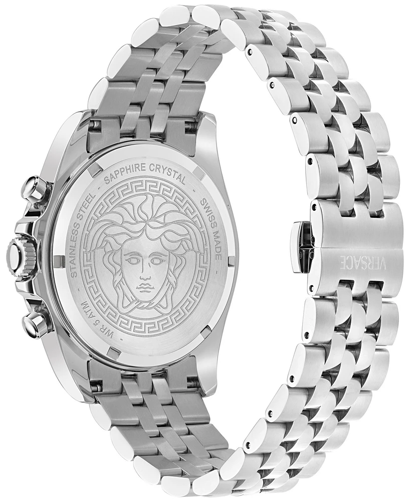 Versace Men's Swiss Chronograph Greca Wave Stainless Steel Bracelet Watch 43mm