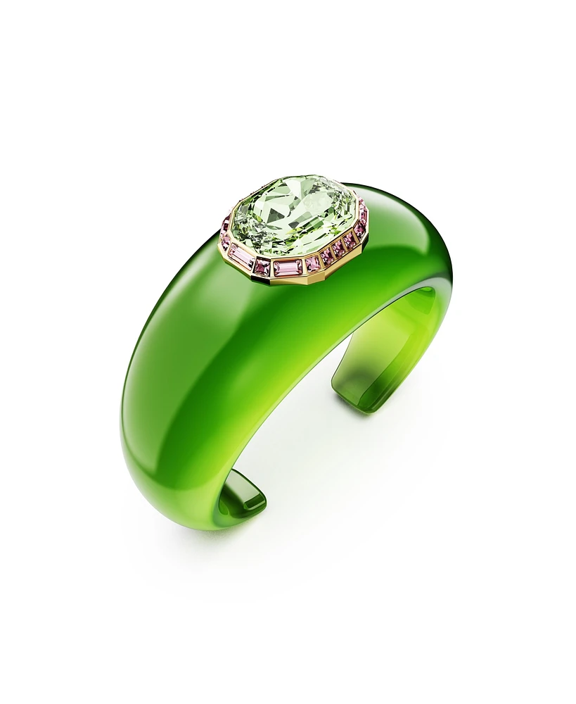 Swarovski Dulcis Octagon Cut Pave Green Gold-Tone Plated Cuff Bracelet