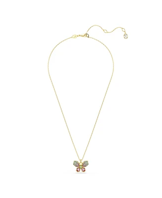 Swarovski Idyllia Mixed Cuts Pave Butterfly Multicolored Mixed Metal Finish Pendant Necklace