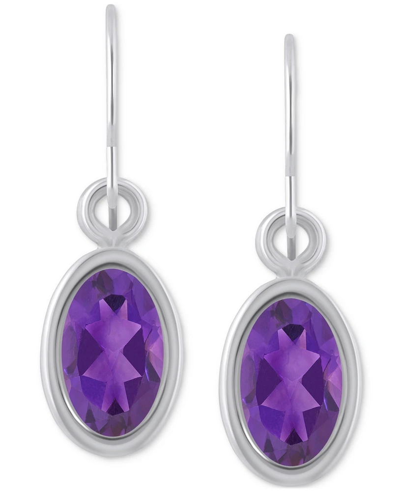 Macy's Oval Gemstone Drop Earrings 10k Yellow Gold or White