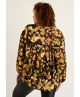 June + Vie Women's Lace Trim Blouse