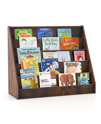 5 Tier Kids Bookshelf with Anti-Tipping Device Kids-friendly Height for Bedroom