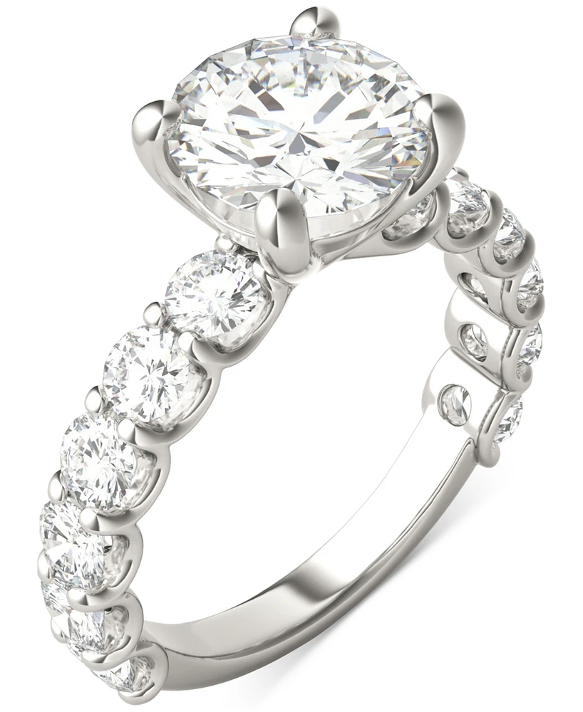 Charles & Colvard Moissanite Solitaire Trellis-Set Side Stone Ring (3-3/4 ct. t.w.) 14k White Gold