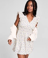 And Now This Women's Floral Cotton Bubble-Hem Mini Dress, Exclusively at Macy's