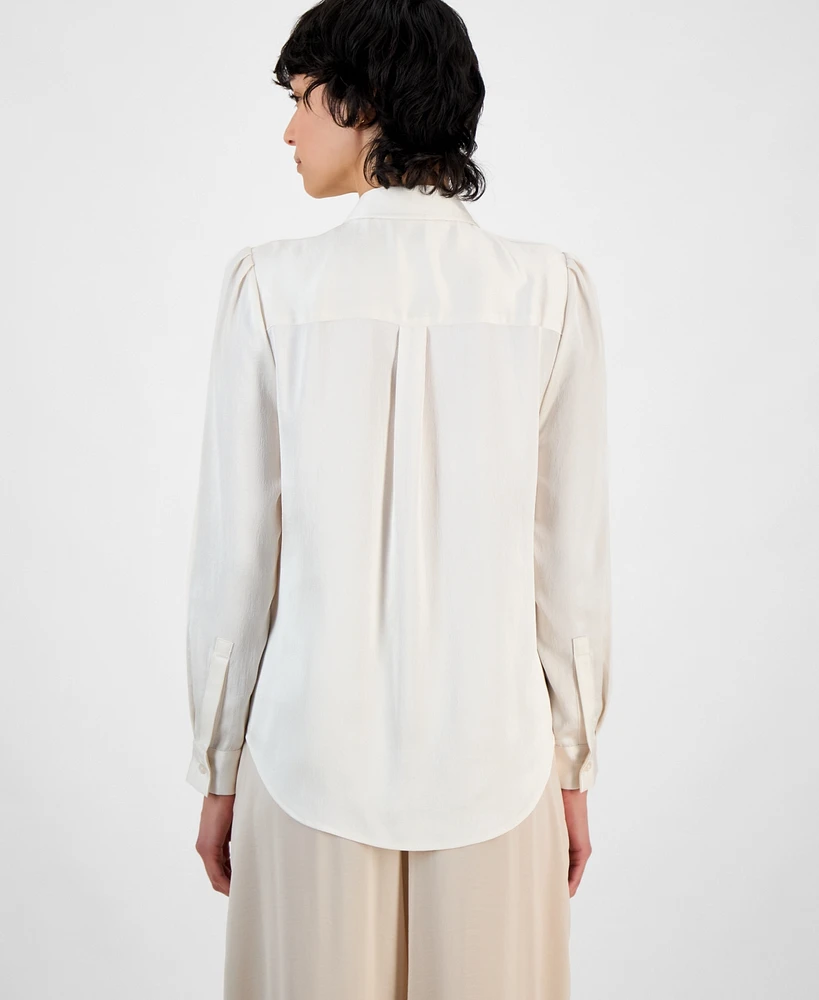 Bar Iii Women's Button-Front Long-Sleeve Blouse