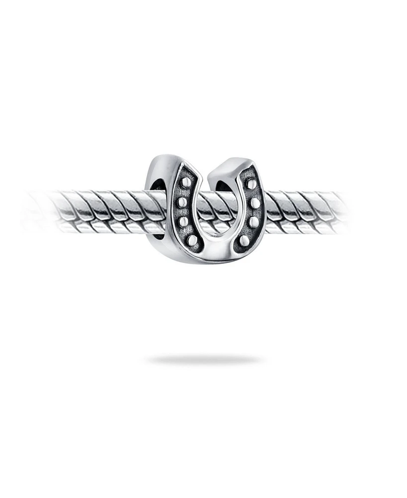 Bling Jewelry Lucky Horseshoe Charm Bead Sterling Silver European Bracelet
