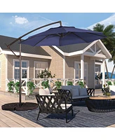 10 Ft Cantilever Patio Umbrella Offset Crank Large Outdoor Pool for Backyard Garden Deck Without Base