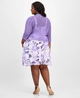 Connected Plus Size Lace Cardigan and Floral-Print Dress