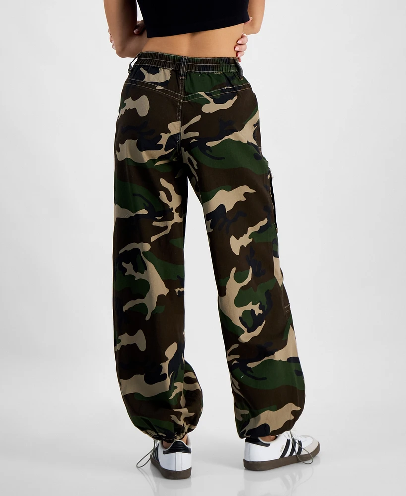 Madden Girl Juniors' High-Rise Parachute Cargo Pants