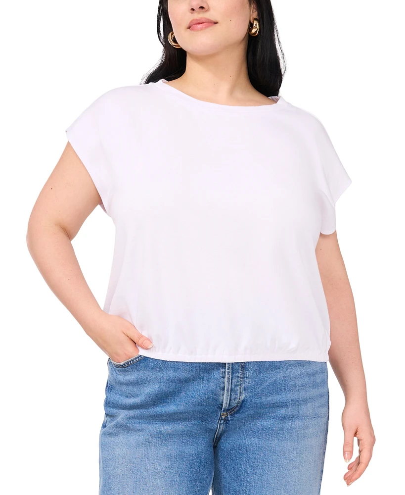 Vince Camuto Plus Elastic-Hem Cap-Sleeve Top