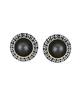 Bling Jewelry Balinese Button Style Clip-On Earrings in Simulated Pearl and Natural Stones