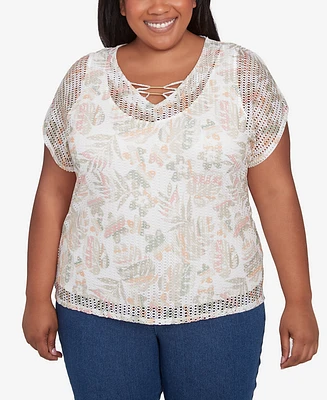 Hearts Of Palm Plus Size Spring Forward Short Sleeve Textured Top