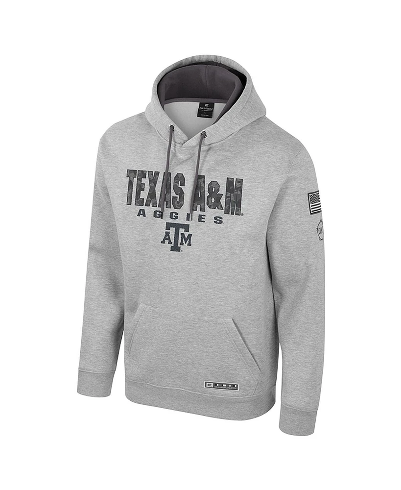 Colosseum Men's Heather Gray Texas A&M Aggies Oorah Oht Military Appreciation Pullover Hoodie