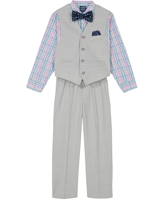 Nautica Toddler and Little Boys 4-Piece Slub Tick Vest with Bow Tie Set