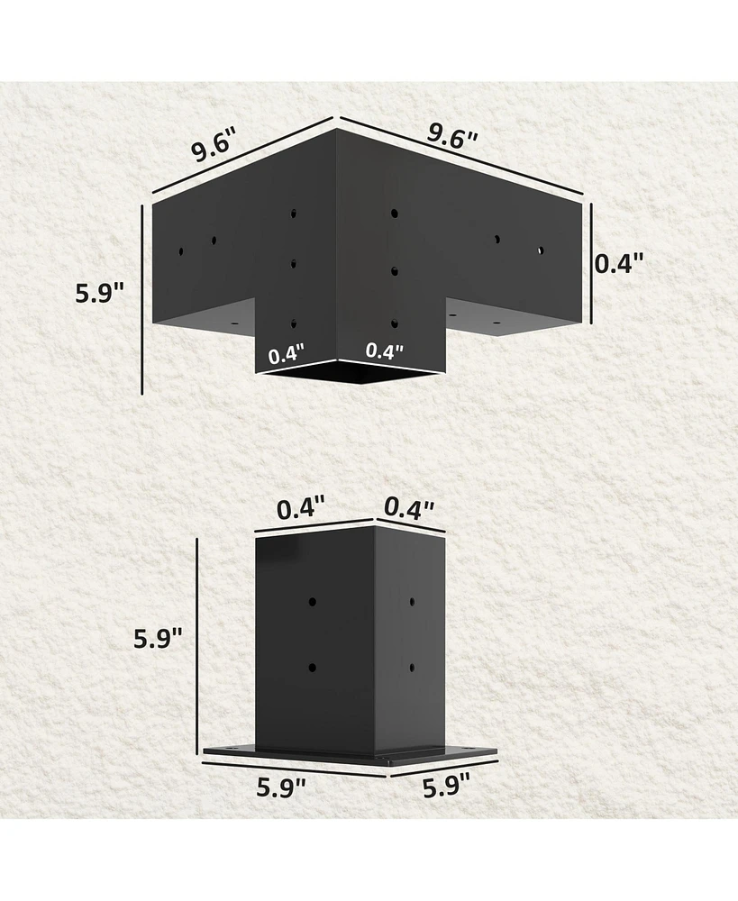 Outsunny 8PCS Pergola Kit Brackets for 4"x4" (Actual 3.6"x3.6") Lumber