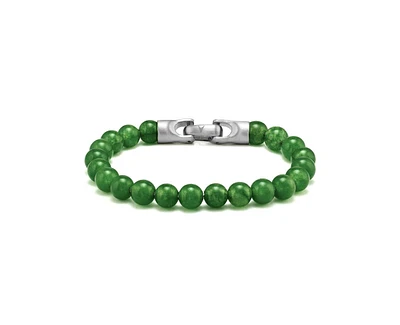 Vincero Black Onyx 8mm Bead Bracelet Polished Stainless Steel - Large