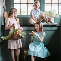 Hope & Henry Toddler Girls Puff Sleeve Smocked Party Dress with Peter Pan Collar