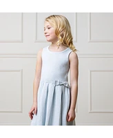 Hope & Henry Little Girls Heirloom Sleeveless Pleated Sweater Dress with Bow