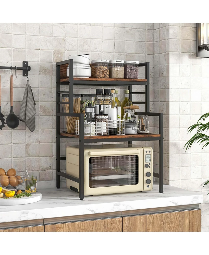 3-Tier Microwave Stand with Storage Shelves Heavy-Duty Metal Frame Rack Organizer