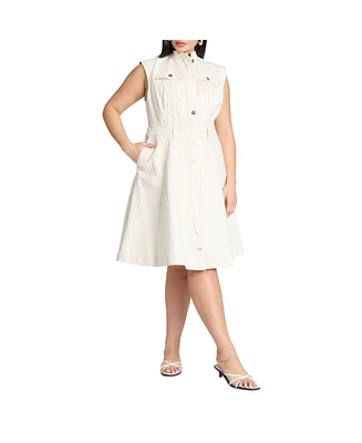 Eloquii Women's Denim Fit & Flare Dress