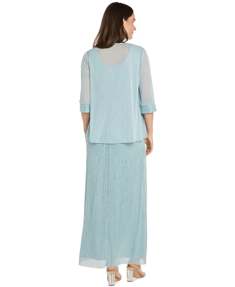 R & M Richards Petite 2-Pc. Jacket Crinkled Dress Set
