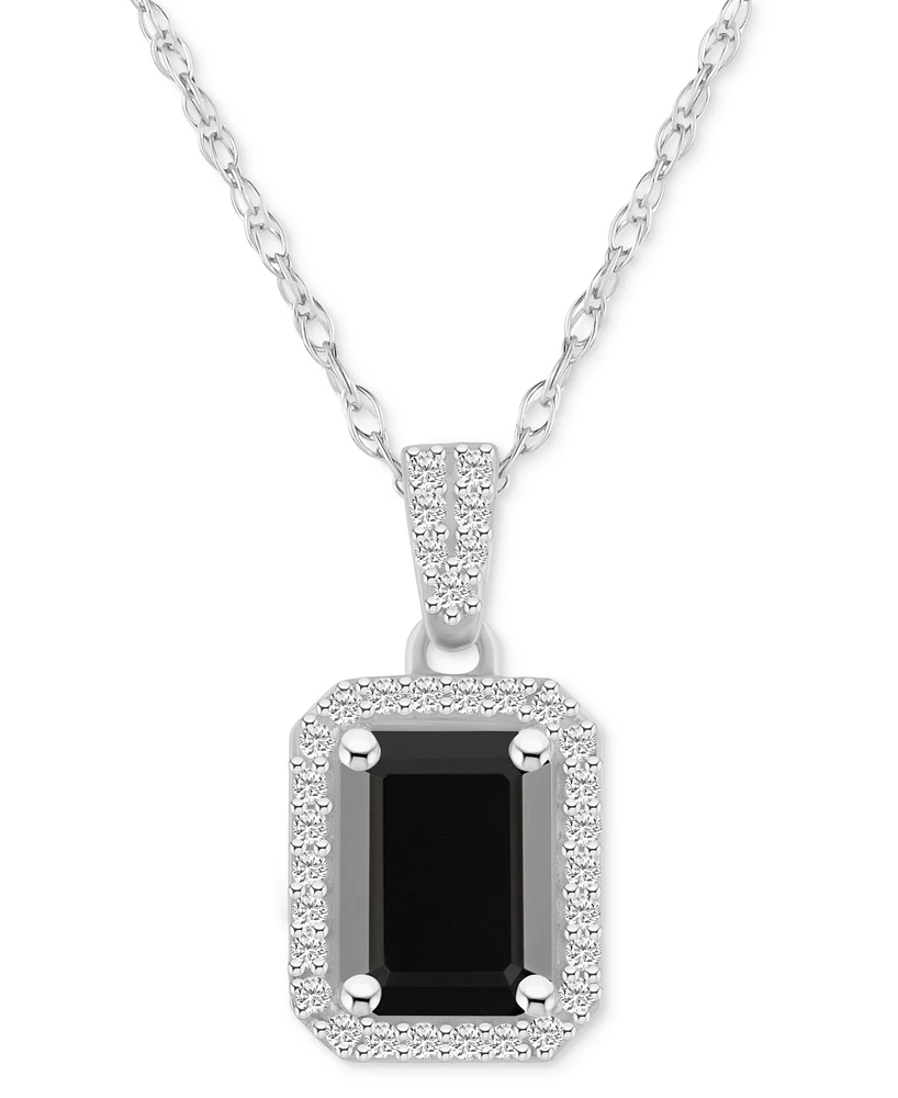 Lab Created Ruby (2 ct. t.w.) & White Sapphire (1/5 Rectangle Pendant Necklace 10k Yellow Gold