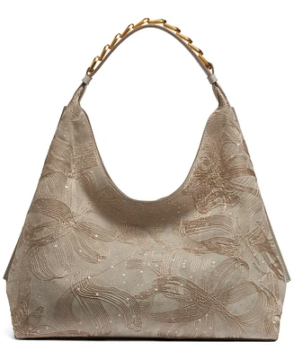 Donna Karan New York Bellmore Small Floral Embroidery Shoulder with Bezel Strap