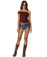 Edikted Women's Yafa Asymmetric Off Shoulder Top
