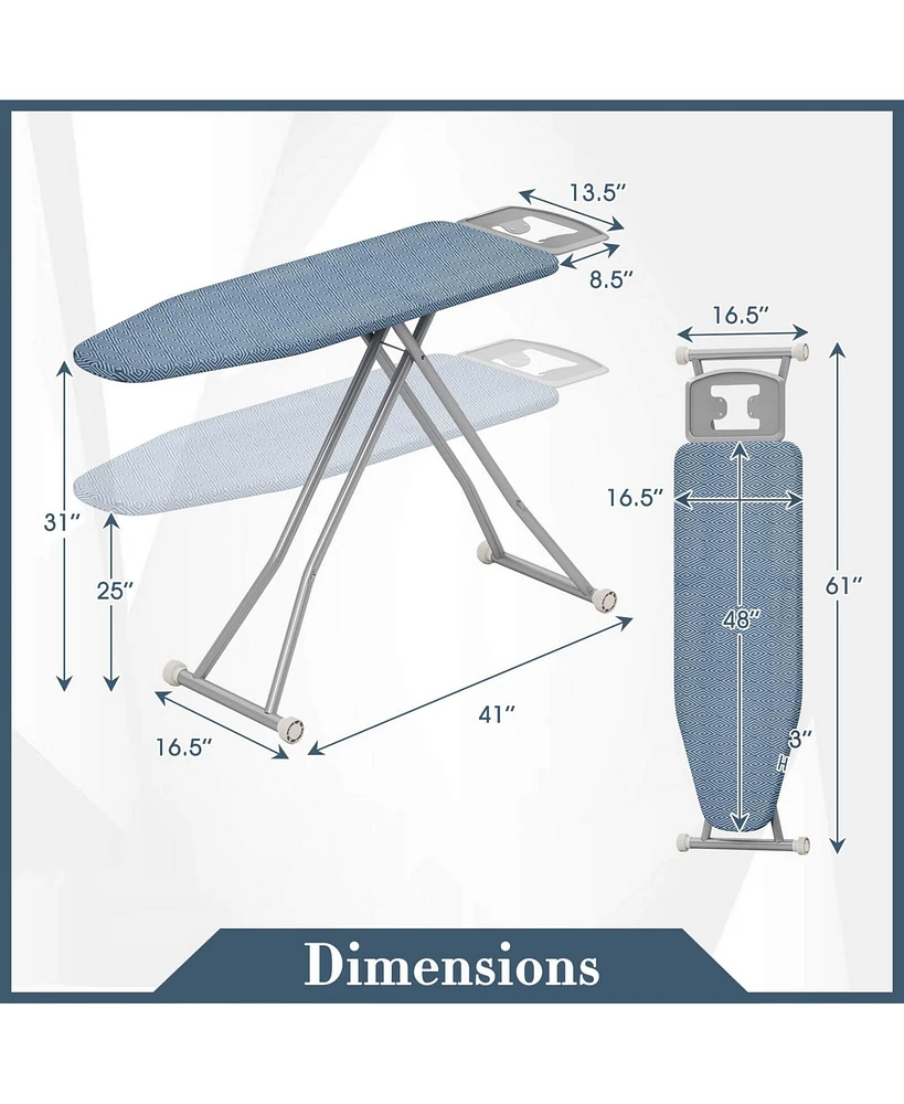 Foldable Ironing Board with 7 Adjustable Heights Heat & Scorch Resistant Fabric