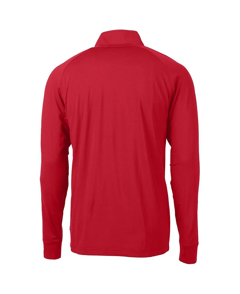 Cutter & Buck Men's Red Kansas Jayhawks Adapt Eco Knit Stretch Quarter-Zip Pullover Top