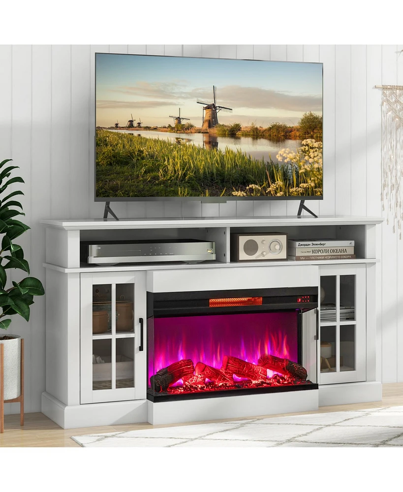 3-Sided 1500W Electric Fireplace with 7-Color Flame for Stylish and Customizable Heating