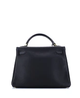 Pre-Owned Hermes Kelly 32 Handbag Clemence with Gold Hardware
