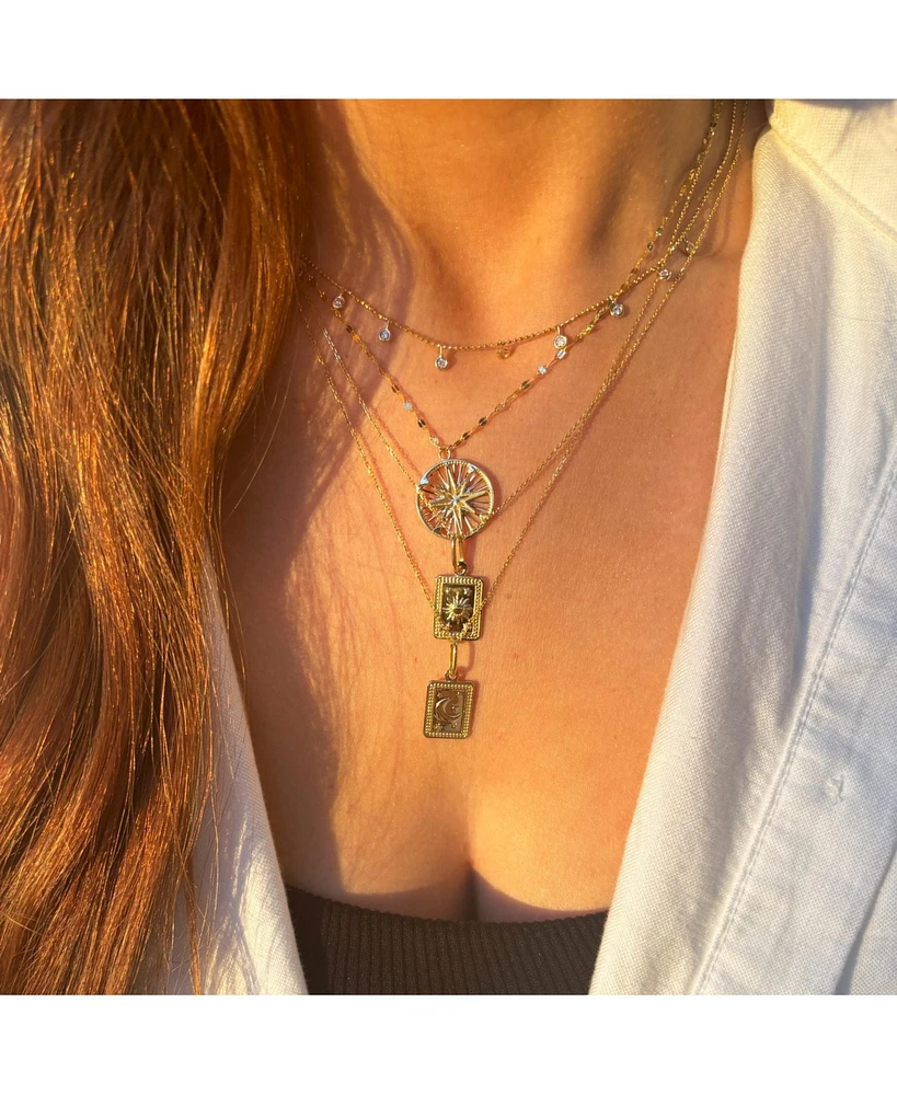 The Lovery Gold Compass Medallion Necklace 14K Gold