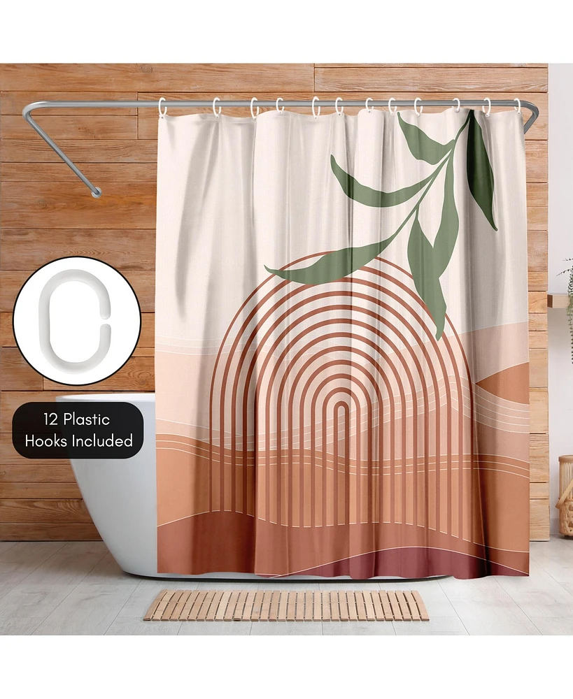 71x74 Boho Rustic Shower Curtain - 100% Polyester - Water-Resistant Bath Curtain