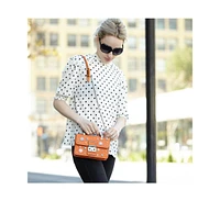 Susu Studded Small Leather Crossbody Bag Orange Purse Cute Handbag Women's Handbag with Top Handle