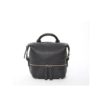 Susu Black Leather Backpack Purse for Women Convertible Crossbody Bag Medium Size with Front and Back Pockets