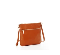 Susu Brown Leather Messenger Bag Women s Crossbody Purse with Zipper Closure and Adjustable Strap