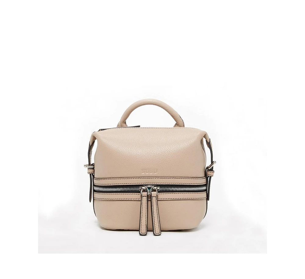 Susu Beige Leather Backpack Purse for Women Convertible Crossbody Bag Medium Size Bag