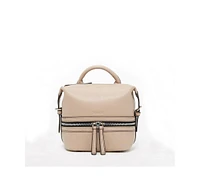 Susu Beige Leather Backpack Purse for Women Convertible Crossbody Bag Medium Size Bag