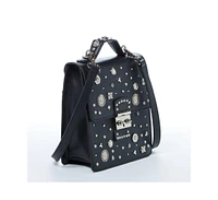Susu Convertible Leather Backpack Purse Crossbody Bag with Embellishments and Top Handle Women's Handbag